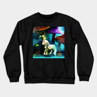 Unicorn in a mushroom forest Crewneck Sweatshirt